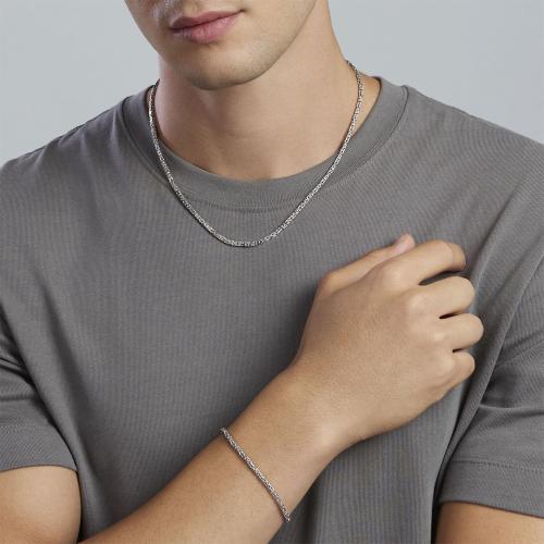 Bracciale da uomo Mabina in argento 925 con piastra centrale lucida e piccolo diamante lab grown incastonato.