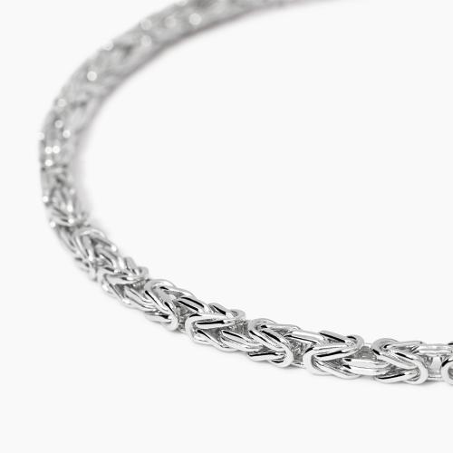 Bracciale da uomo Mabina in argento 925 con piastra centrale lucida e piccolo diamante lab grown incastonato.