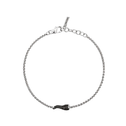 Bracciale Mabina in argento 925 con piastra centrale lucida e diamante lab grown da 0,08 carati incastonato a mano.