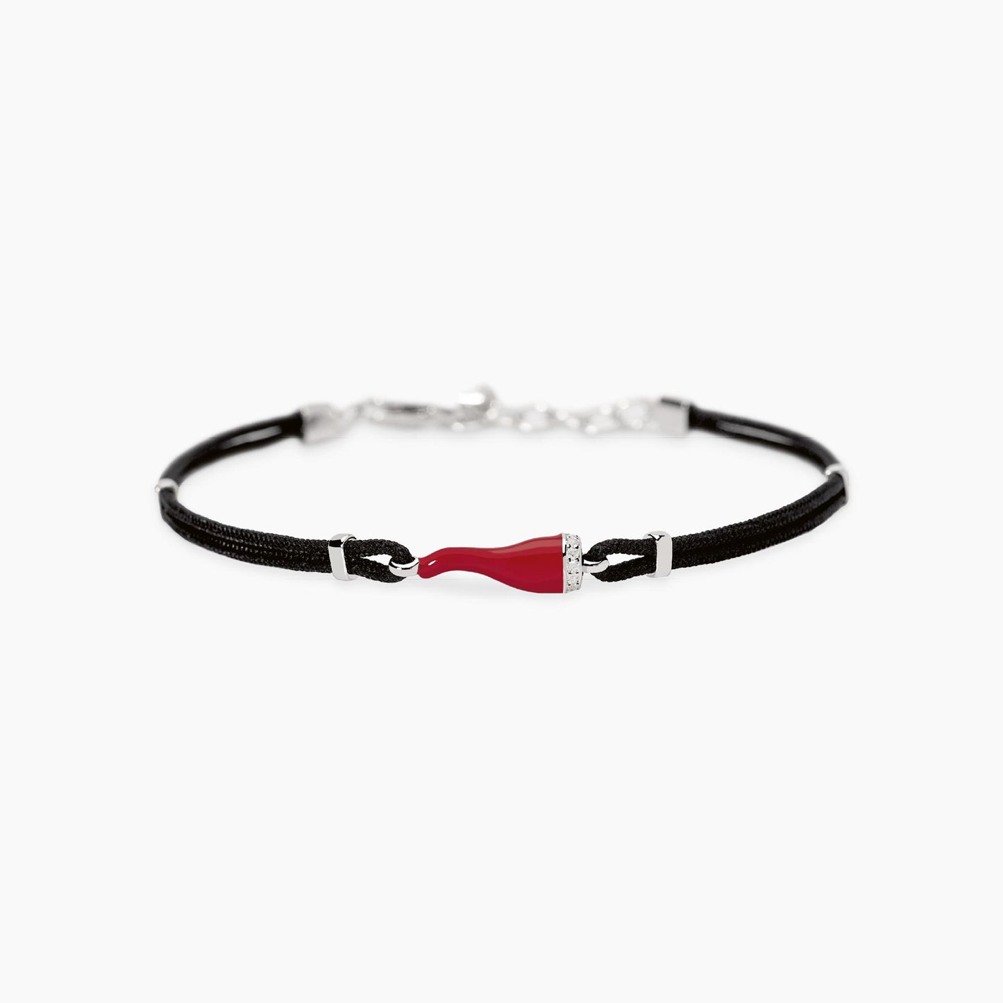 Bracciale Mabina in argento 925 con catena sottile e punto luce diamante lab grown da 0,10 carati taglio brillante.