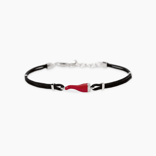 Bracciale Mabina in argento 925 con catena sottile e punto luce diamante lab grown da 0,10 carati taglio brillante.
