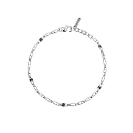 Bracciale da uomo Mabina in argento 925 con piastra lucida e diamante lab grown da 0,10 carati taglio brillante.