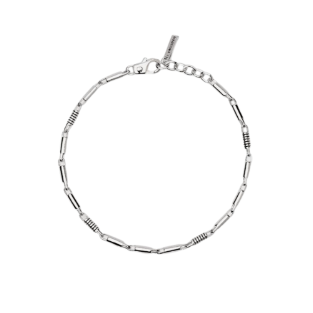 Bracciale da uomo Mabina in argento 925 con piastra centrale lucida e diamante lab grown da 0,15 carati taglio brillante.