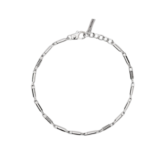 Bracciale da uomo Mabina in argento 925 con piastra centrale lucida e diamante lab grown da 0,15 carati taglio brillante.