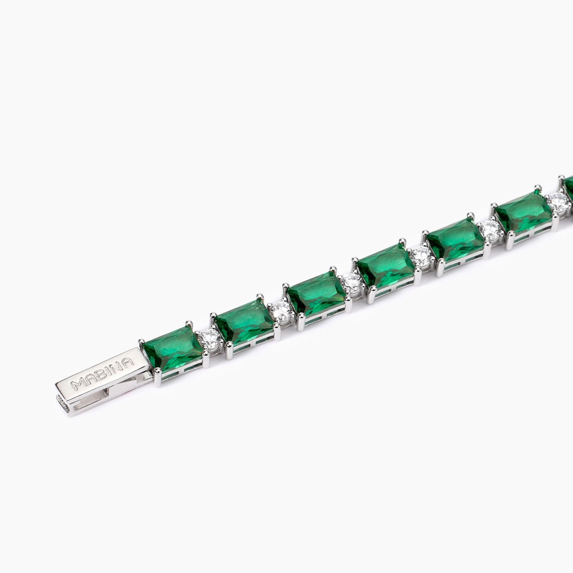 Bracciale Mabina Battito in Argento 925 Rodiato con Smeraldi Sintetici e Zirconi 533941-17 2