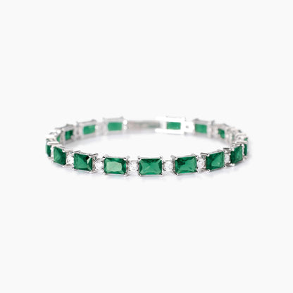 Bracciale Mabina Battito in Argento 925 Rodiato con Smeraldi Sintetici e Zirconi 533941-18