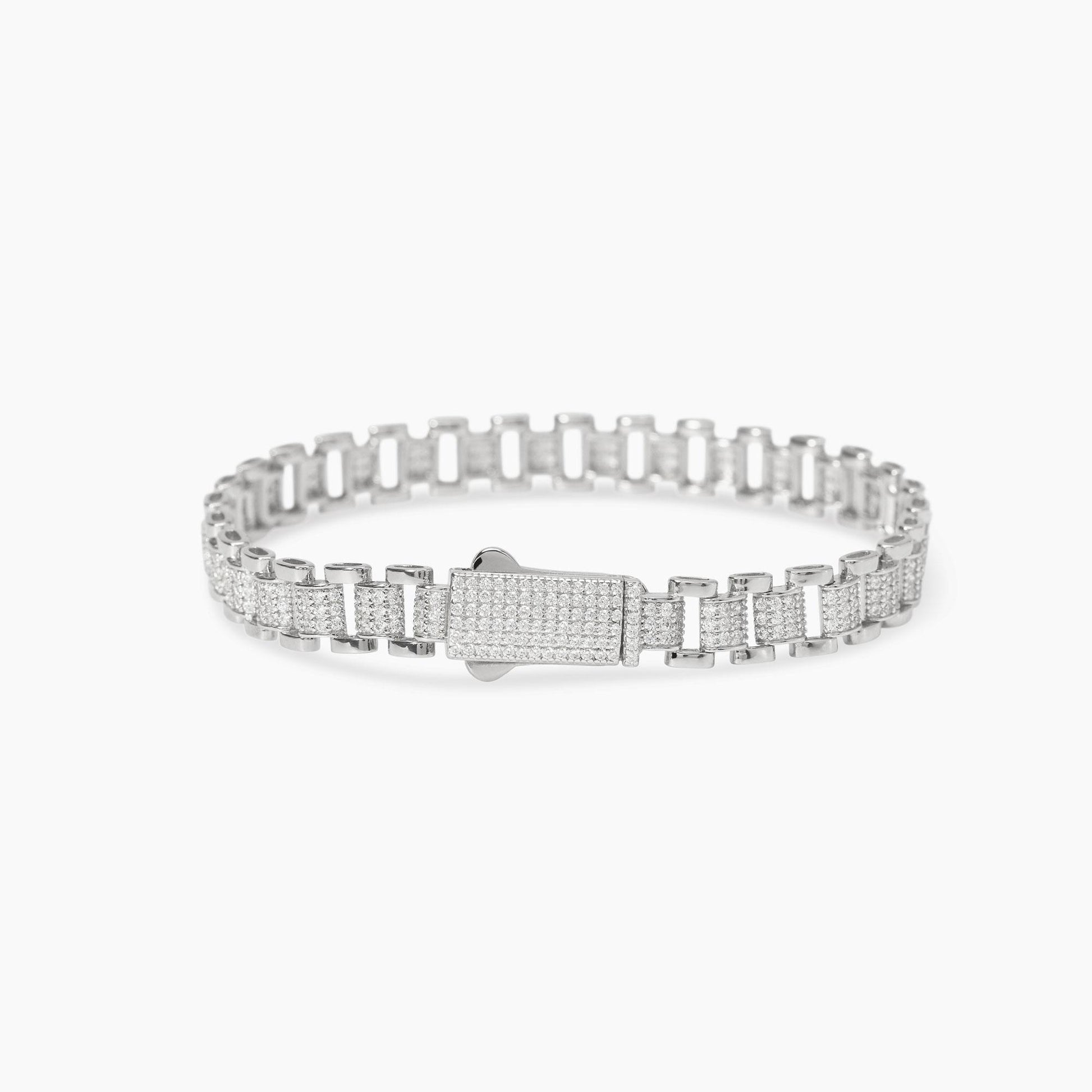 Bracciale Mabina Donna PARIGI in Argento Rodiato con Elementi Imperniati e Zirconi - Lunghezza 18 cm - Codice: 534100-18