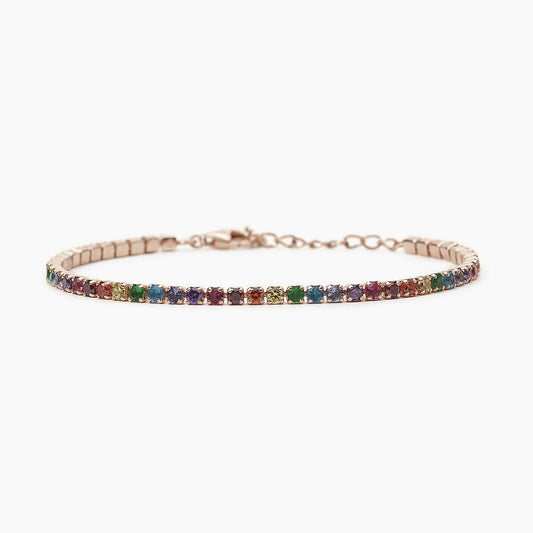 Bracciale Mabina in Argento Placcato Oro Rosa con Zirconi Multicolor - Regolabile - Codice: 533326