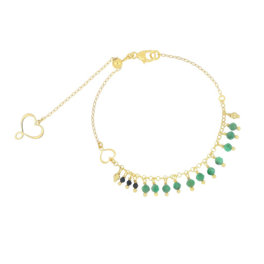 Bracciale Maman et Sophie - Frange con Spinello, Tormalina e Cuore Dorato BPFRATOSP