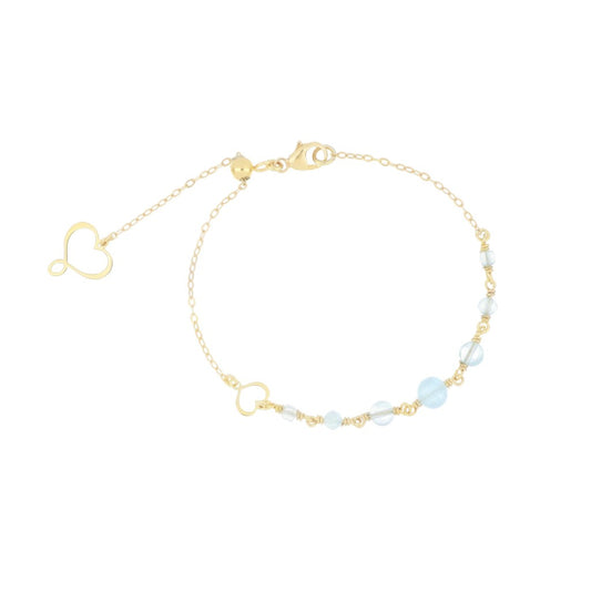 Bracciale Maman et Sophie - Onda Colorata con Acquamarina e Cuore Smaltato - BPONDAM7