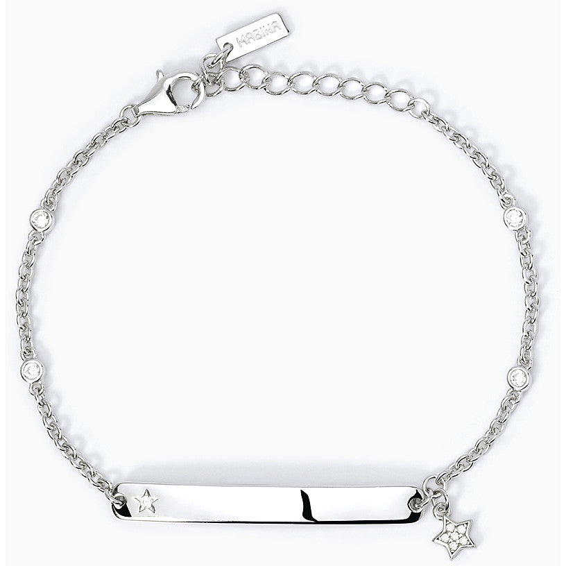 Bracciale Personalizzabile Mabina 533641 - Elegante Argento con Targhetta e Charm a Stella
