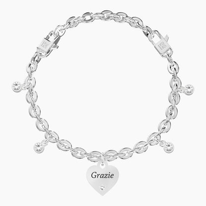 Bracciale Regolabile con Cuore e Cristalli "Grazie" Kidult 732279