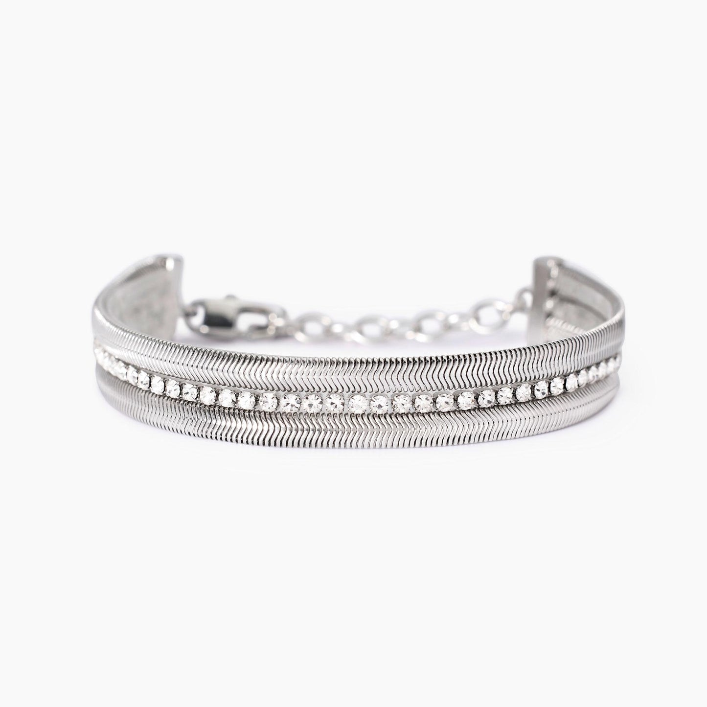 Bracciale Regolabile con Doppia Catena Snake e Tennis | Cod. 831012
