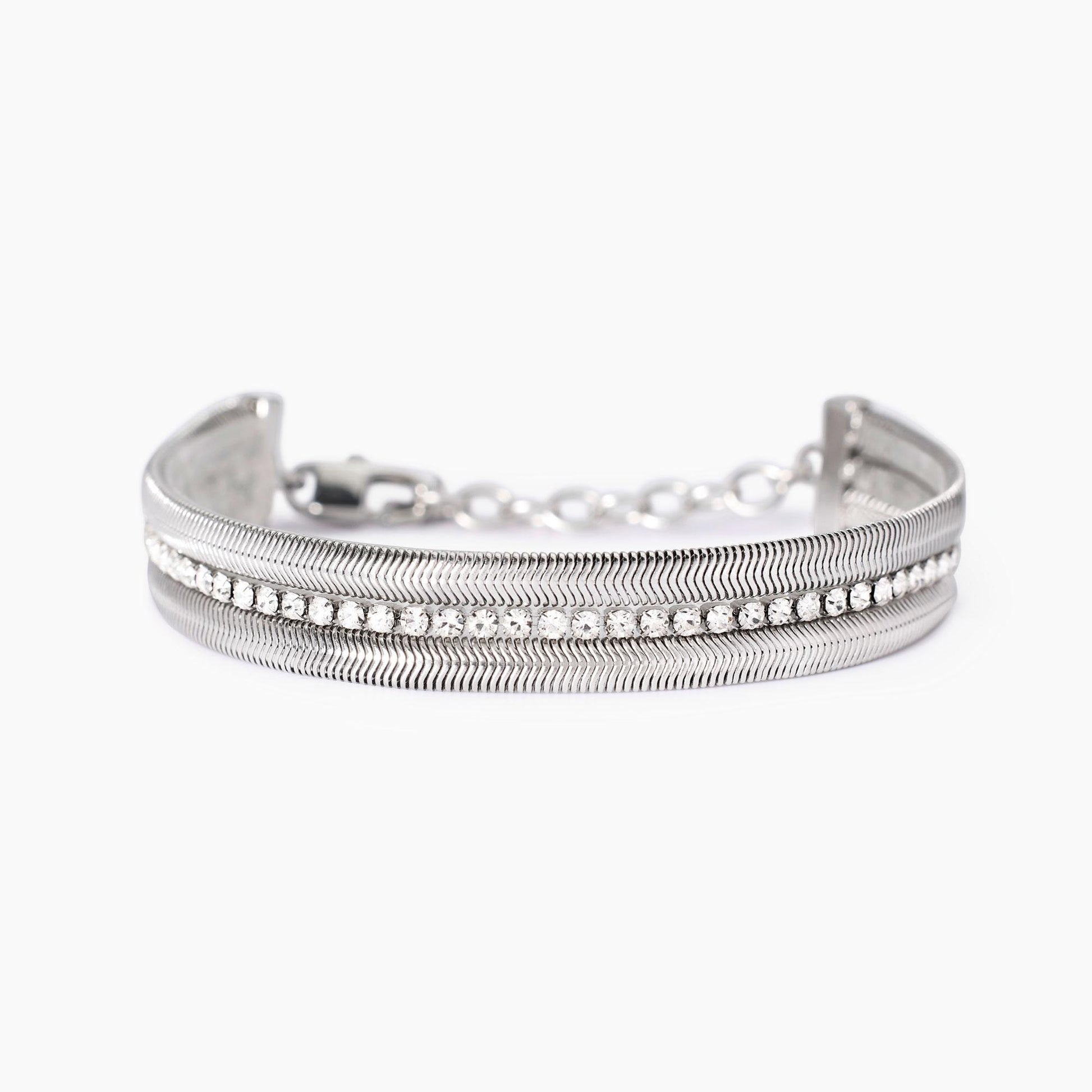 Bracciale Regolabile con Doppia Catena Snake e Tennis | Cod. 831012