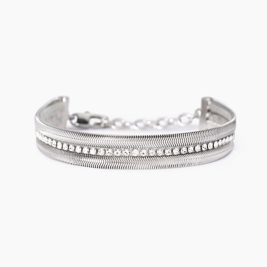 Bracciale Regolabile con Doppia Catena Snake e Tennis | Cod. 831012