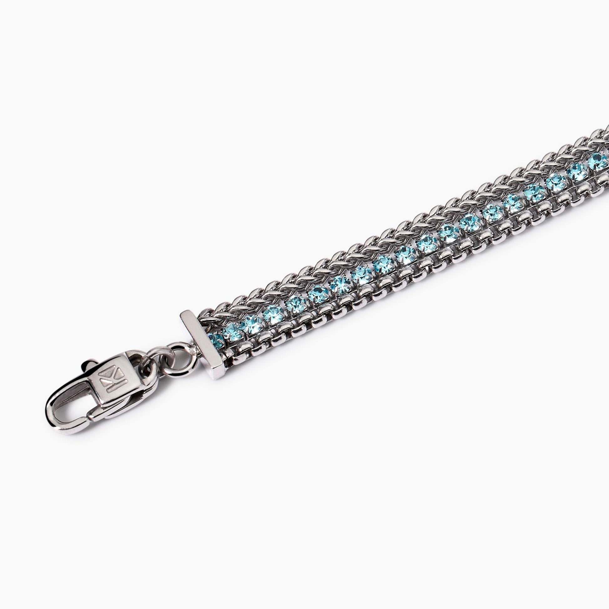 Bracciale Regolabile con Due Catene e Tennis Azzurro | Cod. 831027 2