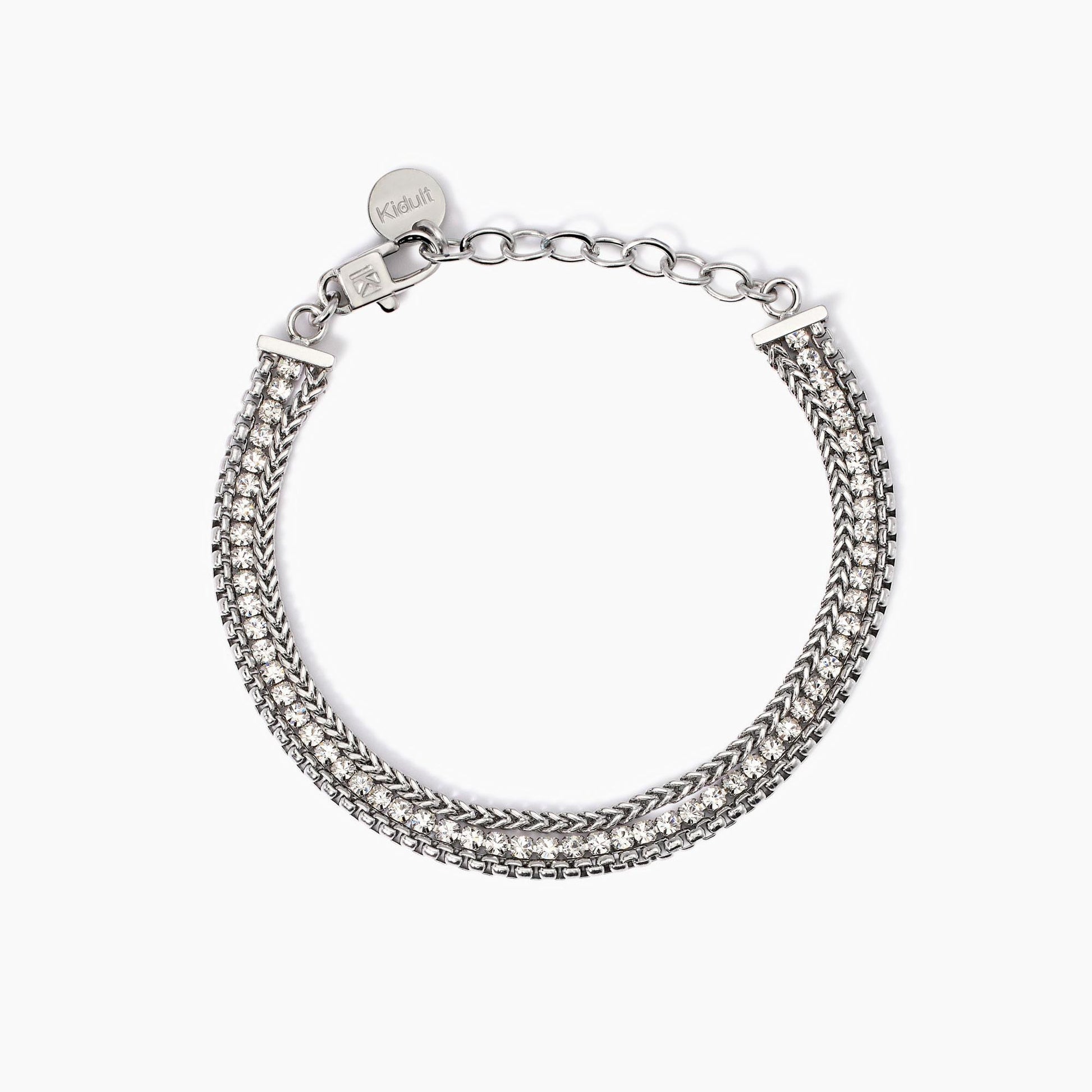 Bracciale Regolabile con Due Catene e Tennis | Cod. 831025