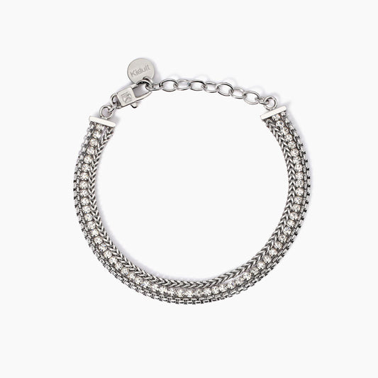 Bracciale Regolabile con Due Catene e Tennis | Cod. 831025