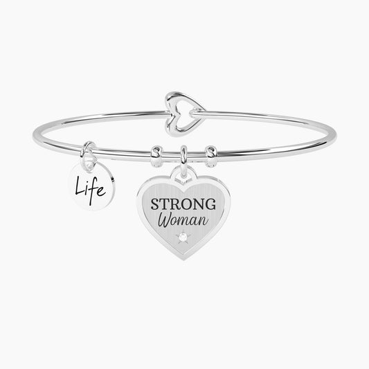 Bracciale Rigido con Ciondolo Cuore e Scritta "Strong Woman" Kidult 732269 – Cuore