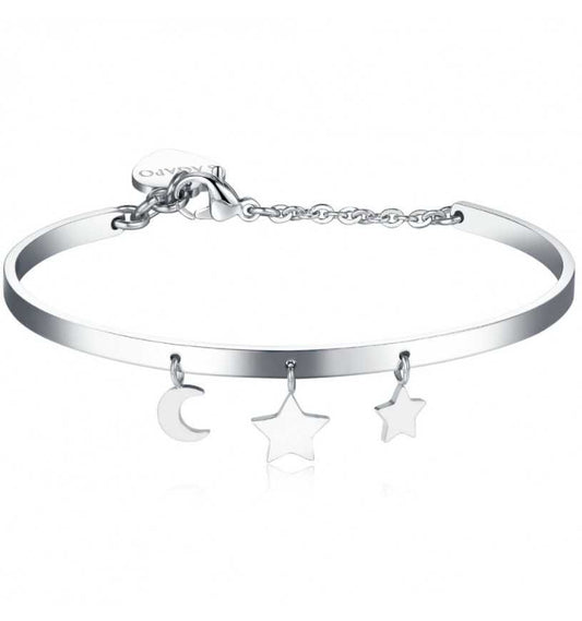 Bracciale Rigido in Acciaio con Luna e Stelle - S'Agapò - STY16