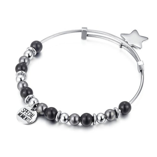 Bracciale Rigido in Acciaio con Stella e Pietre - S'Agapò - SHAD03