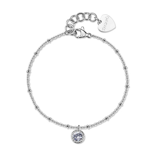 Bracciale Sagapò Donna AURORA - Bracciale in Acciaio 316L con Cristallo Pendente - Codice: SAR62