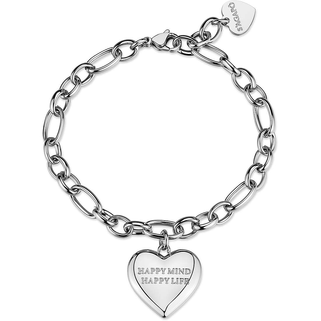 Bracciale Sagapò Donna BE MY ALWAYS - Bracciale in Acciaio 316L con Cuore e Scritta - Codice: SBM91