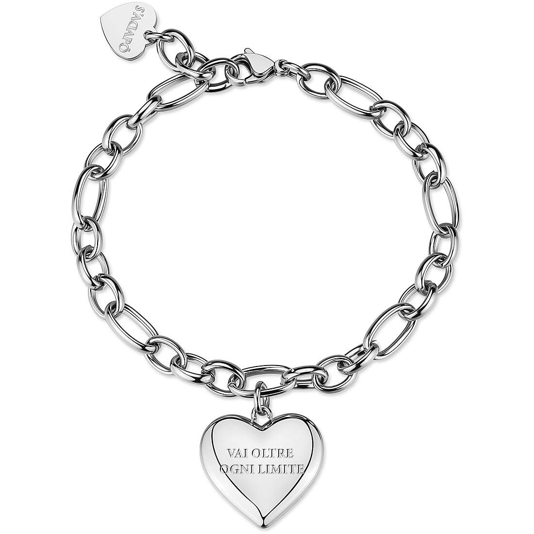 Bracciale Sagapò Donna BE MY ALWAYS - Bracciale in Acciaio 316L con Cuore e Scritta - Codice: SBM93
