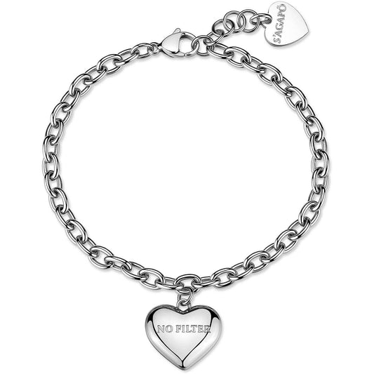 Bracciale Sagapò Donna BE MY ALWAYS - Bracciale in Acciaio 316L con Cuore e Scritta - Codice: SBM97