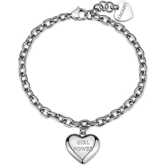 Bracciale Sagapò Donna BE MY ALWAYS - Bracciale in Acciaio 316L con Cuore e Scritta - Codice: SBM98