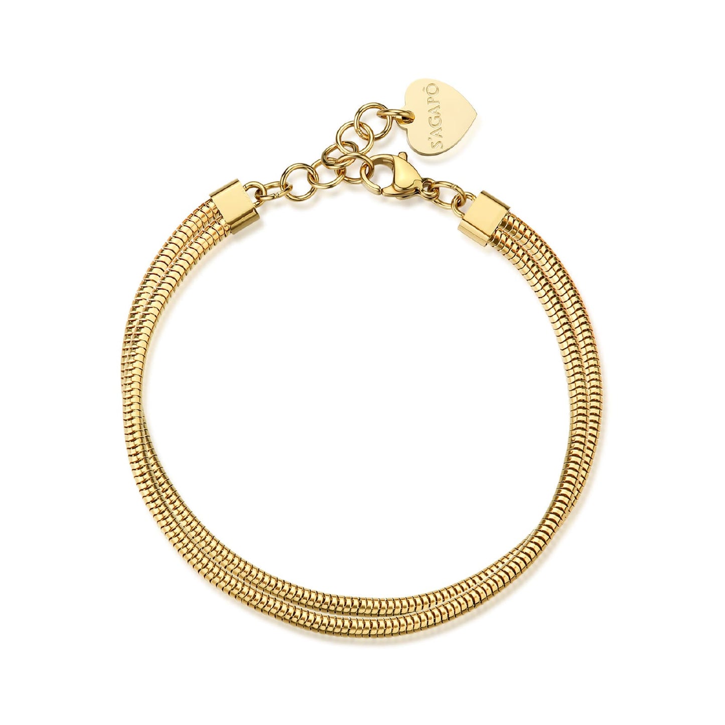 Bracciale Sagapò Donna CHUNKY - Bracciale Catena Multifilo Snake in Acciaio 316L PVD Oro - Codice: SHK119