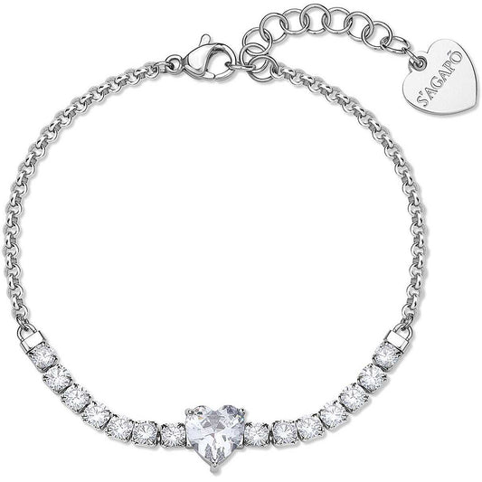 Bracciale Sagapò Donna DAZZLY - Bracciale con Cuore e Zirconi in Acciaio 316L - Codice: SDZ151