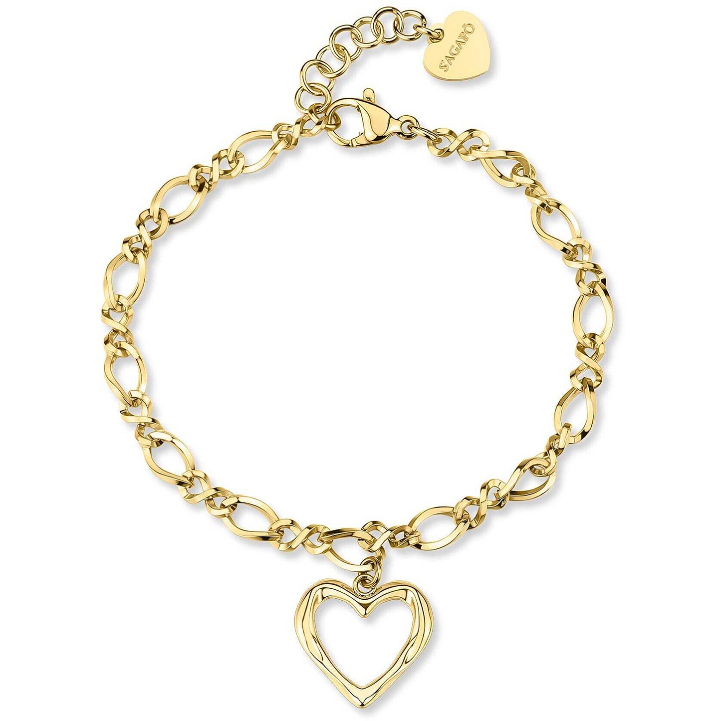 Bracciale Sagapò Donna EMOTION - Bracciale con Cuore Pendente in Acciaio 316L PVD Oro - Codice: SMO12