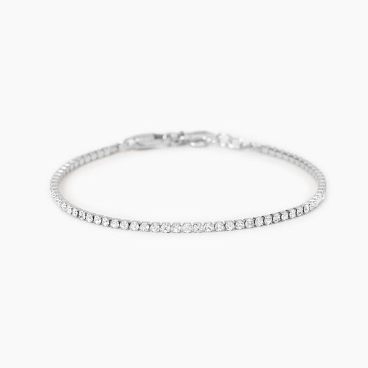 Bracciale modello tennis Kidult in acciaio silver con fila di cristalli azzurri taglio brillante - Alfano Gioielli Gioielleria Palermo.