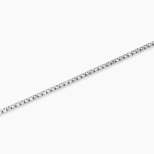 Bracciale modello tennis Kidult in acciaio silver con fila di cristalli azzurri taglio brillante - Alfano Gioielli Gioielleria Palermo.