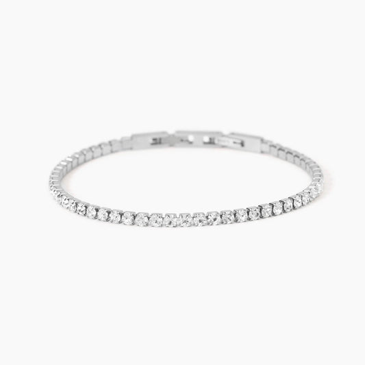 Bracciale modello tennis Kidult in acciaio silver con fila di cristalli neri taglio brillante - Alfano Gioielli Gioielleria Palermo.