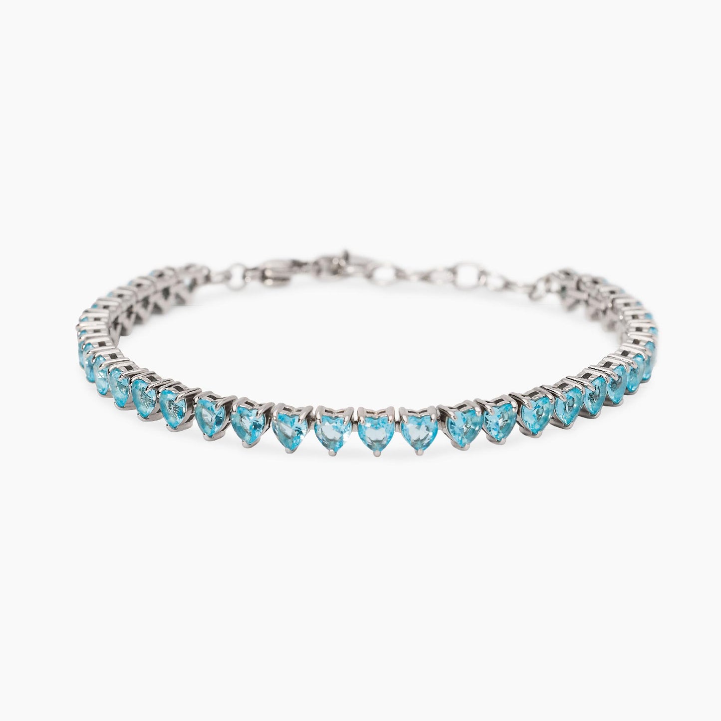 Bracciale modello tennis Kidult in acciaio silver con sequenza di pietre naturali di agata verde - Alfano Gioielli Gioielleria Palermo.