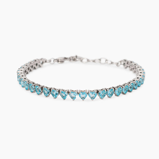 Bracciale modello tennis Kidult in acciaio silver con sequenza di pietre naturali di agata verde - Alfano Gioielli Gioielleria Palermo.