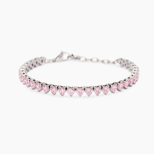 Bracciale modello tennis Kidult in acciaio silver con sequenza di pietre naturali di agata nera - Alfano Gioielli Gioielleria Palermo.