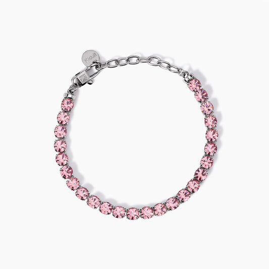 Bracciale Tennis Kidult Style 12 in Acciaio 316L con Cristalli Rosa - 831023