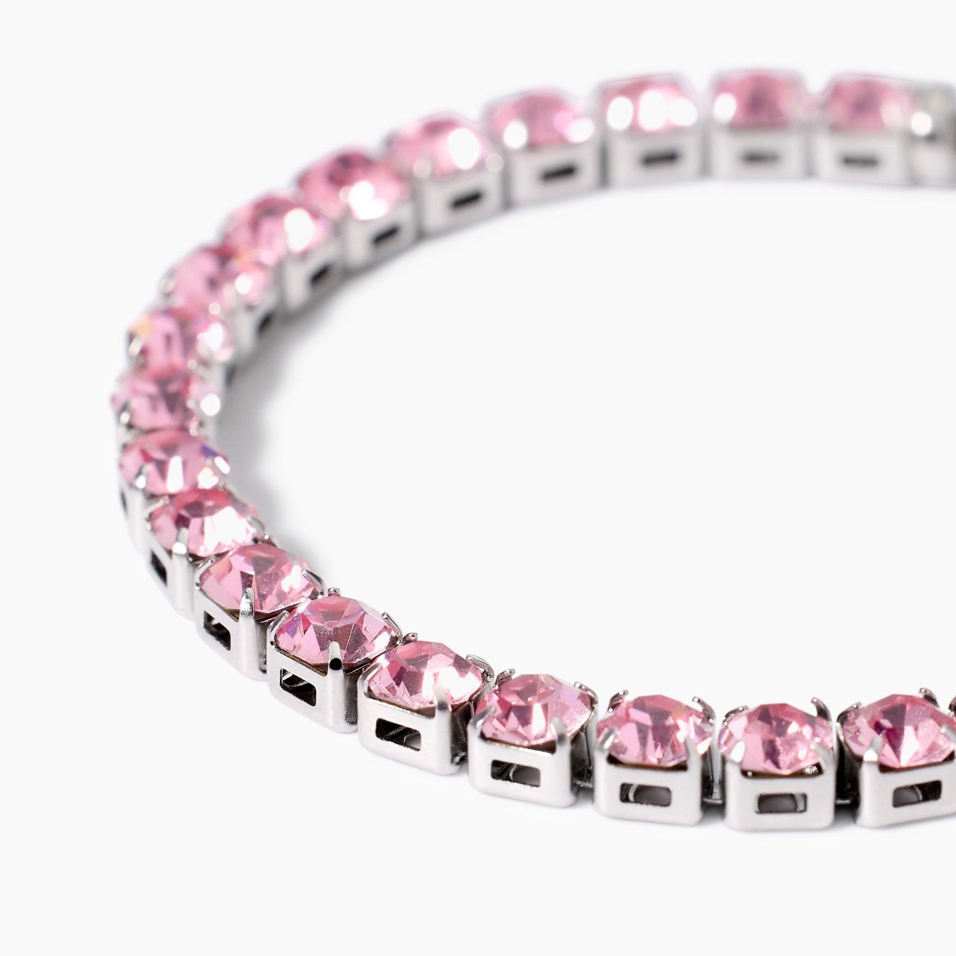 Bracciale Tennis Kidult Style 12 in Acciaio 316L con Cristalli Rosa - 831023 3