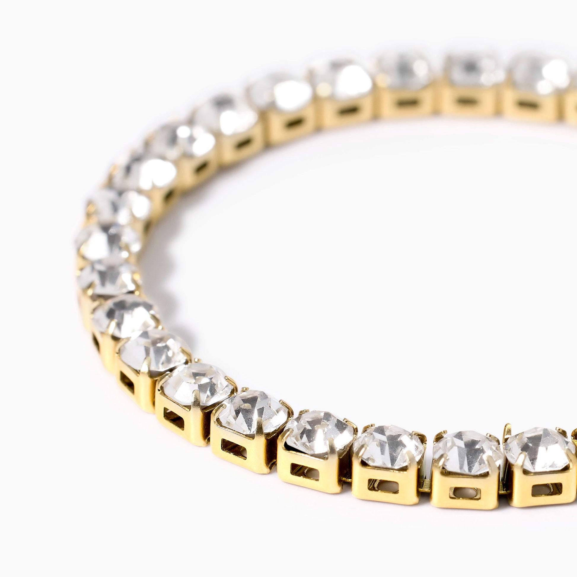 Bracciale Tennis Kidult in Acciaio 316L PVD Oro con Cristalli - 831022 3