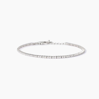 Bracciale tennis Mabina in argento 925 con alternanza di zirconi bianchi taglio baguette e zirconi bianchi tondi.