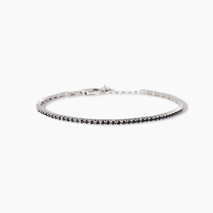 Bracciale tennis da uomo Mabina in argento 925 brunito con zirconi neri taglio brillante incastonati.