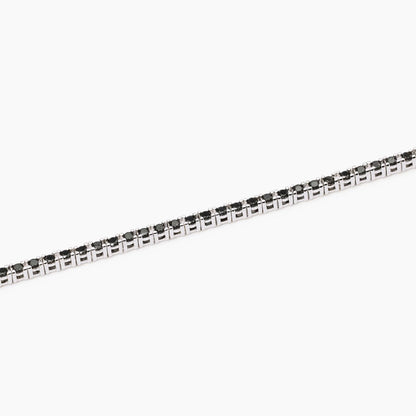 Bracciale tennis da uomo Mabina in argento 925 brunito con zirconi neri taglio brillante incastonati.