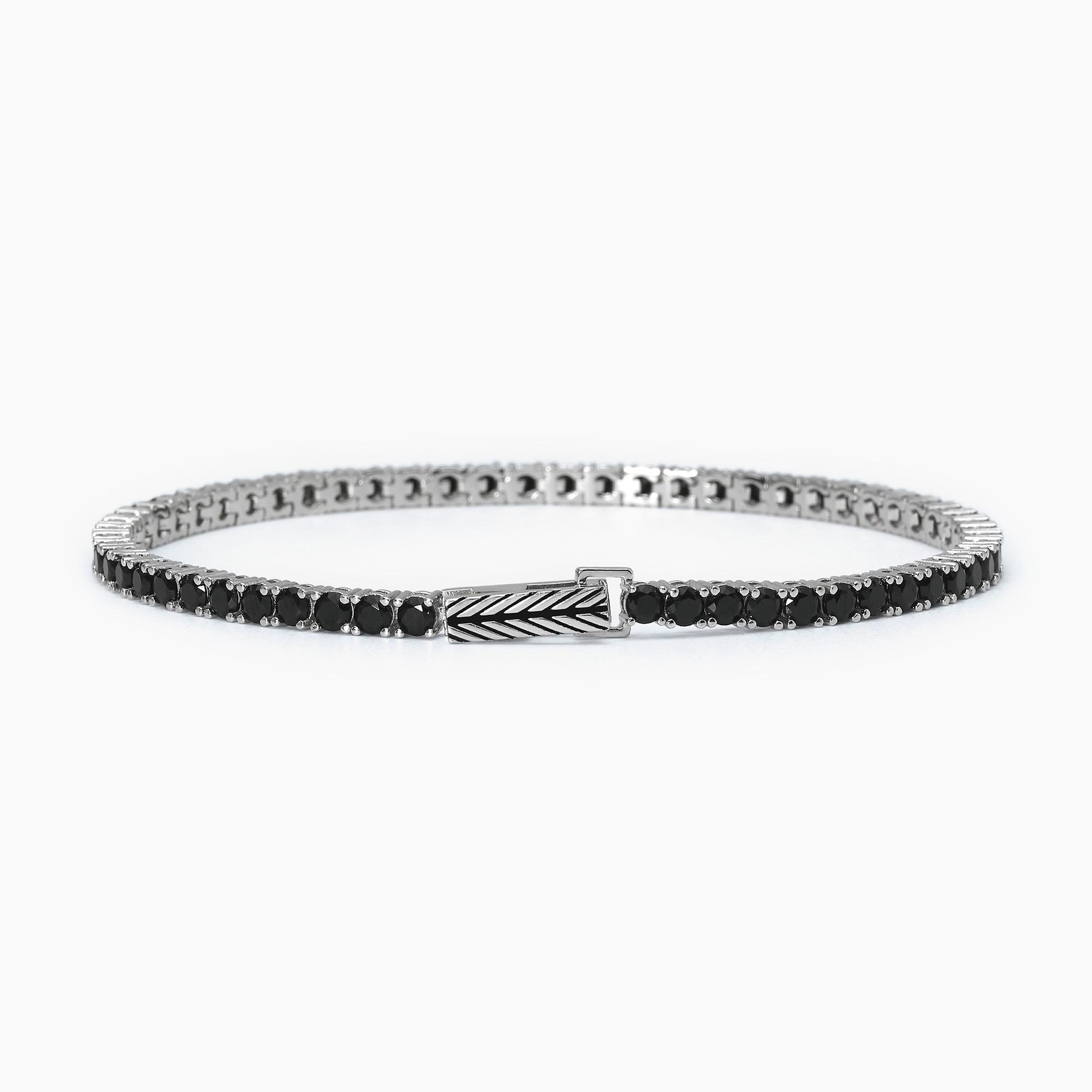 Bracciale Tennis Mabina Tennis Club in Argento 925 Rodiato con Zirconi Neri - 533694-M