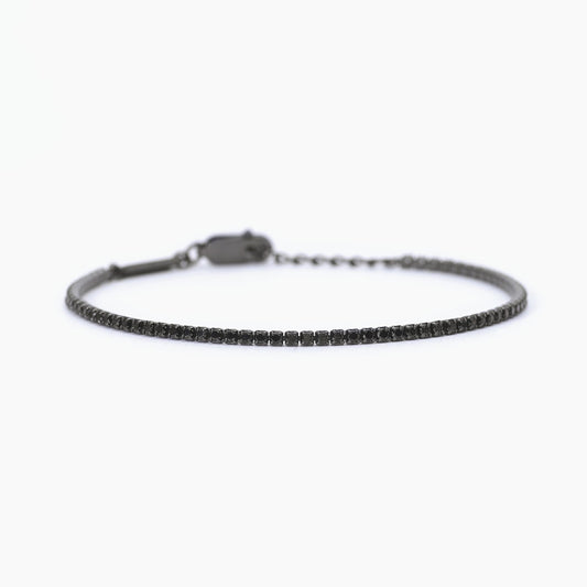 Bracciale Tennis Mabina Uomo MINI TENNIS Nero in Argento 925 con Zirconi Neri - Regolabile - Codice: 533725