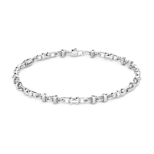 Bracciale tennis da uomo Zancan ESB237 in argento 925 brunito con spinelli neri naturali incastonati.