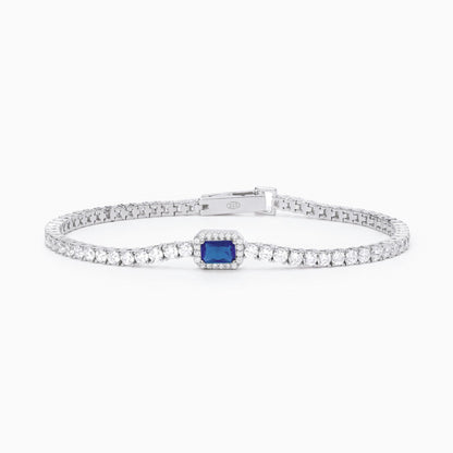 Bracciale Tennis in Argento con Zaffiro Sintetico Mabina 533740-S