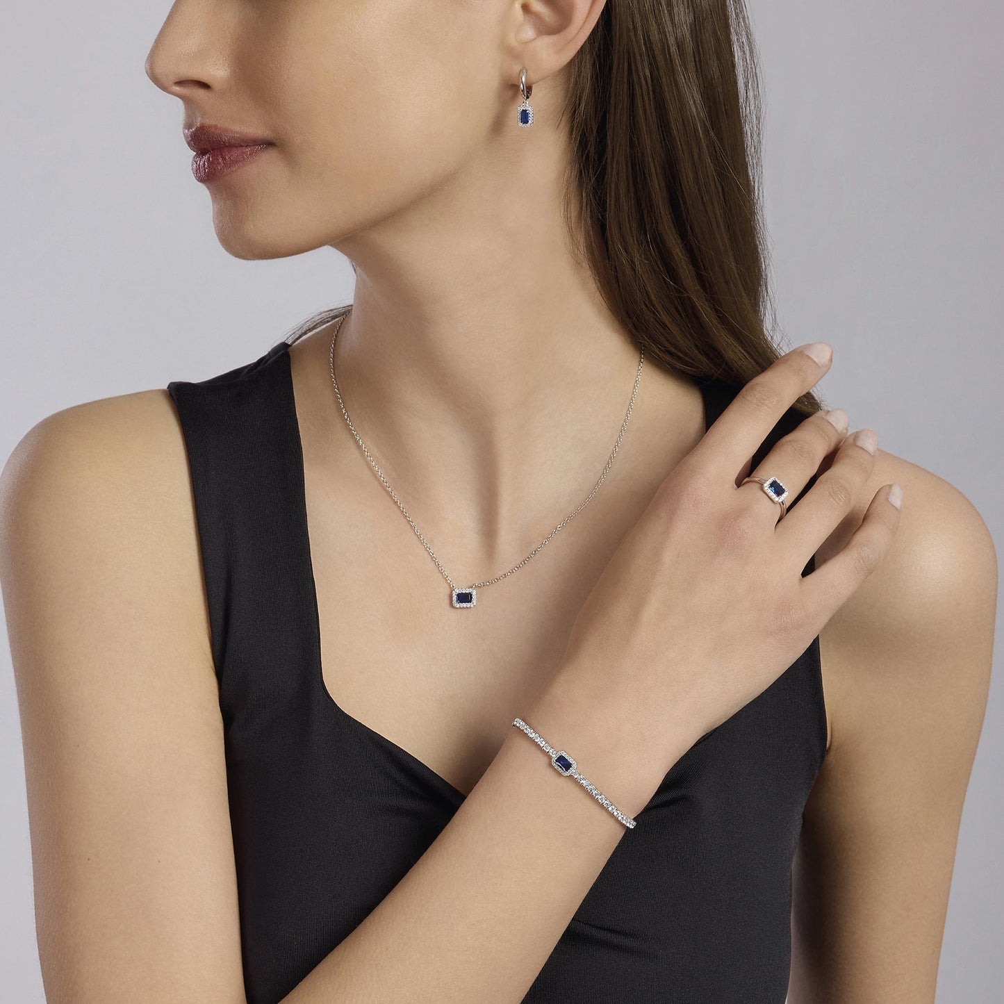 Bracciale Tennis in Argento con Zaffiro Sintetico Mabina 533740-S